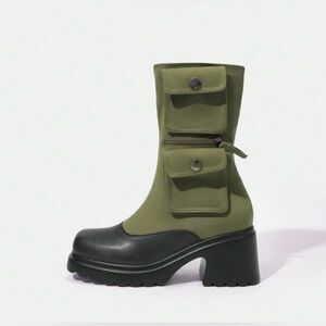 Olive Ankle Booties..Sz 9..New.!